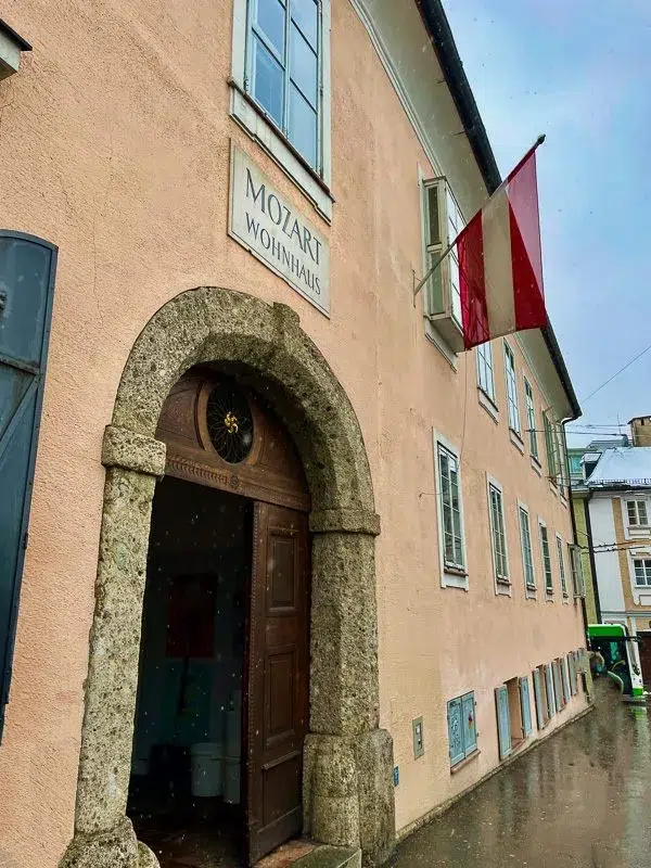 Exterior of Mozart's residence in Salzburg, Austria