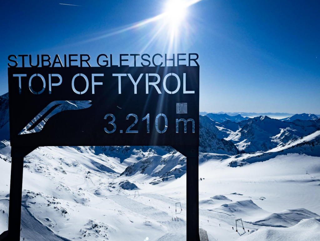 Sign reading 'Top of Tyrol' at Gletscher Resort