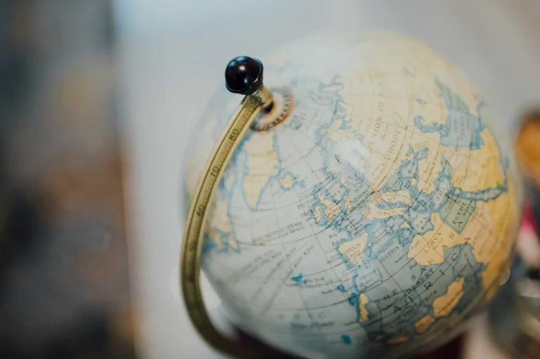 A globe against a blurry background