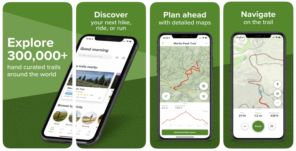 Screenshots of All Trails Application