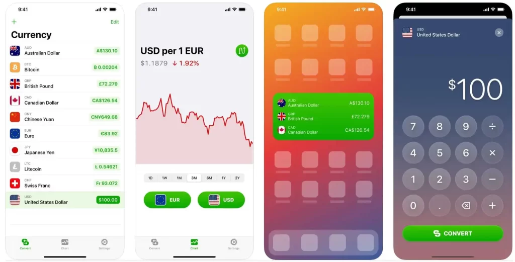 Screenshot of Currency app from the app store to show the usability of the Currency app for international travel