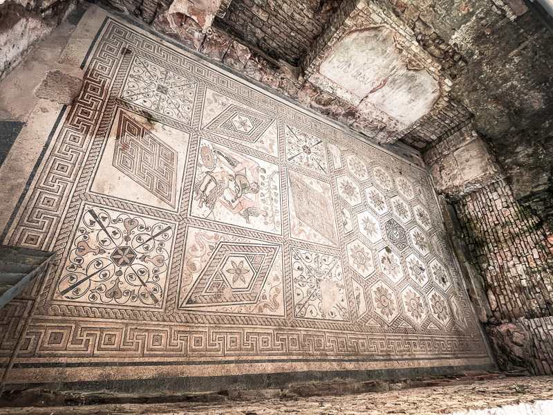 Roman Mosaic hidden in the streets of Pula, Croatia