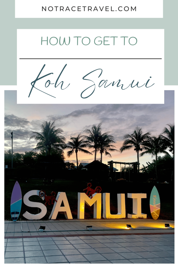 Photo of airport sign with text reading How To Get To Koh Samui