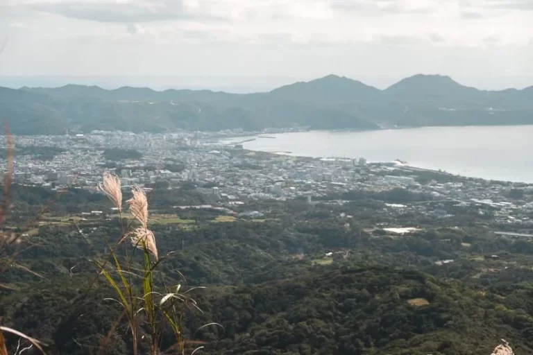 View of Nago city and a bay in Okinawa from Mount Katsudake hike